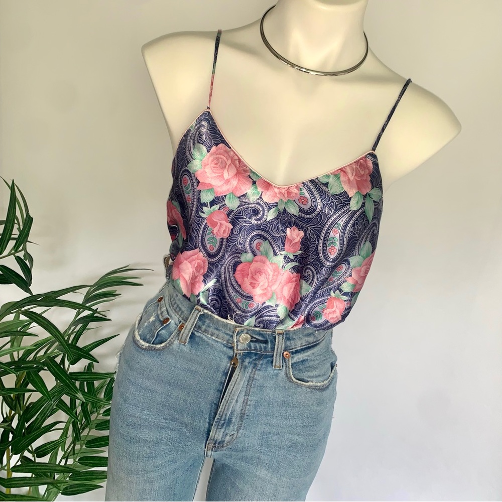 s a t i n :: Silky Floral 3pc Set Satin Robe Shorts Camisole - Picture 6 of 13